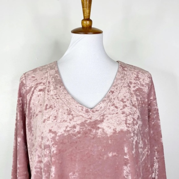 J. Jill Pink Crushed Velvet V-neck Top Sz. M - Picture 5 of 10